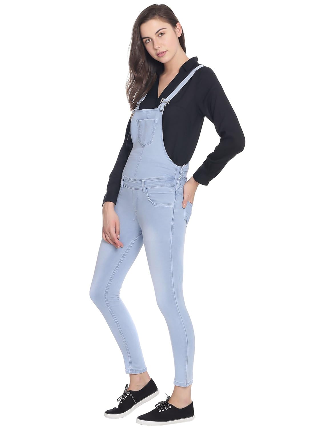 broadstar women denim black dungarees