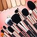 Party Queen 15Pcs Makeup Brushes Set Luxury Rose Golden Synthetic Wool Beauty Brush Tool Cosmetics Brush Kit