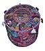 Rajasthali Indian Pouf Stool Vintage Patchwork Embellished Patchwork Living Room Ottoman Cover, 18 X 13 Inches
