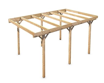 Amazon Es Madera Carport Tejado Plano Madera Maciza Kvh Pie 3000