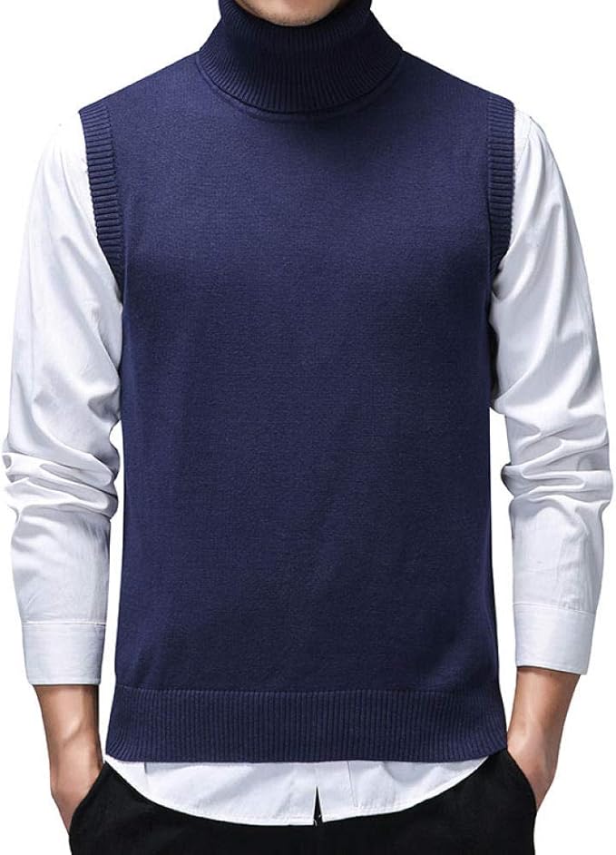 Men's Jumpers Sweater Hoodies,Blue Men Turtleneck Sweater Vest Men