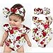 LOliSWan Newborn Kids Baby Girls Clothes Floral Outfits Set Lace Romper Suit Baby Headband (White, 3-6 Months)