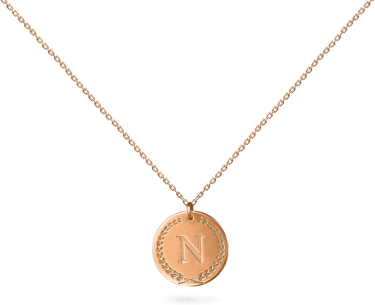 18K Rose Gold Medal 1 Letter Necklace Amazon.co.uk Jewellery