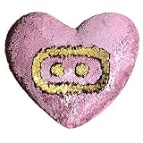 Tomus-UNI Mermaid Throw Pillows,Two-color Reversible Sequins Mermaid Heart-Shaped Pillow Cover Insert 13''×15''(Pink/Gold)