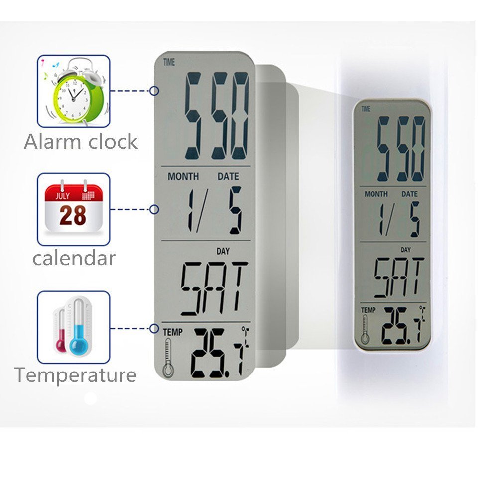 Desk Lamp Foldable 3 Levels Dimmable, , Rechargeable Folding Book Light Lamp Touch Control Dimmable Bedside & Table Lamp with Calendar/ Alarm Clock/ Temperature, USB Charge Eye-care for Reading, Relax and Sleep (White)