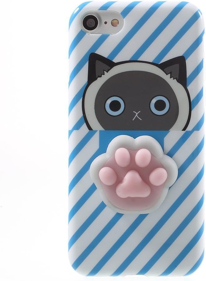 iPod Touch 5 Case,3D Poke Squishy Cat Seal Panda Polar Bear Squeeze Stretch Compress Stress Reduce Relax Soft Silicone Relief Case for Apple iPod Touch 6 5th Generation (Paw Blue)