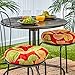 Greendale Home Fashions Round Indoor/Outdoor Bistro Chair Cushion, 15-Inch, Flowers on Red, Set of 2