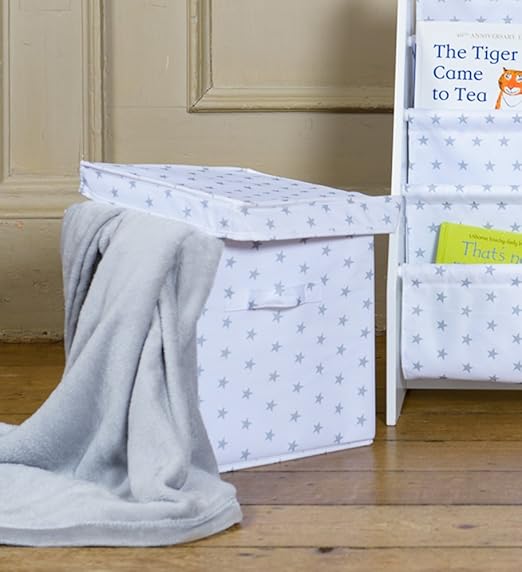 Tela gris estrellas caja de almacenaje con tapa: Amazon.es: Hogar