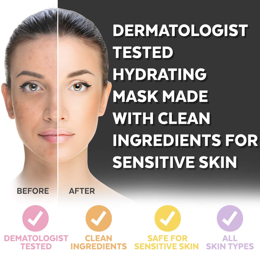 Face Mask for Korean Skincare - Sheet Mask for Detoxifying, Cleansing, Moisturizing and Brightening Skin | Dermatologist Tested Charcoal Face Mask with Collagen & Hyaluronic Acid for Soft Skin, 8 Pack : Beauty