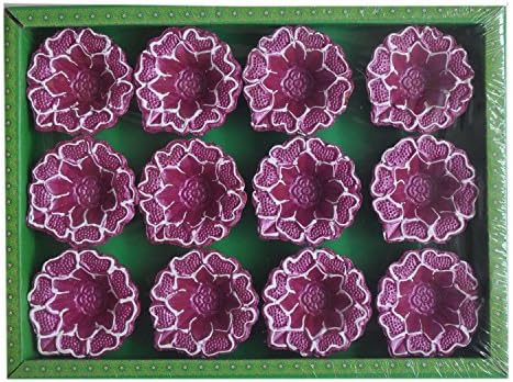 Traditional Multicoloured Single Watt Shaped Diwali Diya Violet & White (Pack of 12) - ED86515