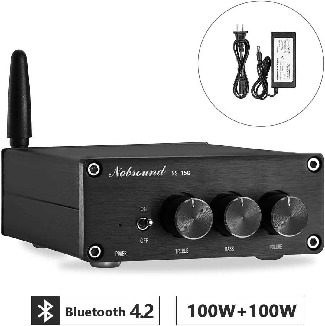 Nobsound NS-15G Bluetooth Amplifier, Mini 200W Amp, TPA3116 Chip, HiFi Stereo Class D 2.0 Channels, with Power Supply - Image 4
