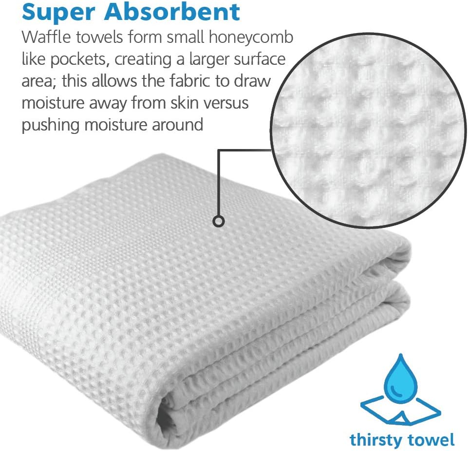 Premium Large 2 Pc Waffle Weave Bath Sheet 100% Natural Cotton – Generous Size Lightweight Ultra Absorbent Quick Drying Fade Resistant (White): Kitchen & Dining