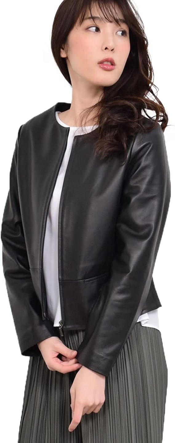 Amazon Merfirge レザージャケット ノーカラージャケット レディース 本革ジャケット Kt7001 コート ジャケット 通販