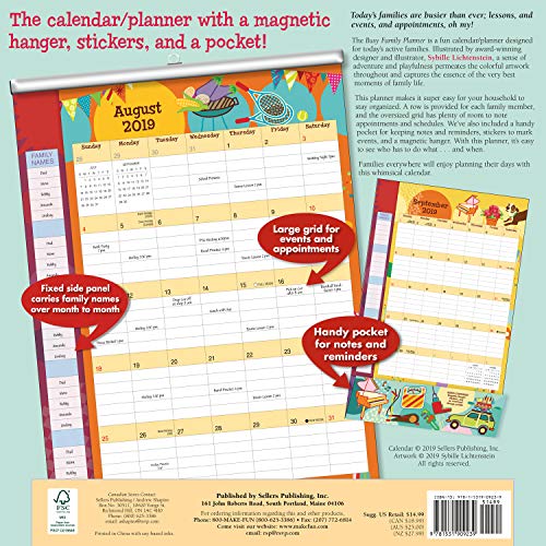 Busy Family Planner 2020 Calendar Planner Organizer with Magnetic Hanger, Storage Pocket and Stickers: 18-Month: July 2019 - December 2020