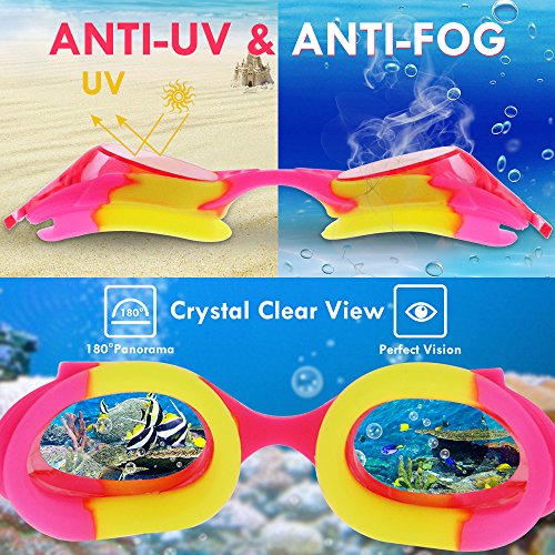 Zerhunt Swim Goggles for Kids Kids Swimming Goggles with UV Protection,Anti Fog,Crystal Clear,No Leak Water Goggles with Ear Plug and Nose Clip for Boys and Girls (Age 4-12) - Thumbnail 4