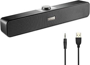 PC Speakers Scomoon Computer Speakers Sound Bar,Dual Powerful 6W Drivers USB Powered Mini Soundbar Speaker for TV, Desktop, Laptop, Smartphone and Tablet, Black