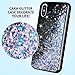 Caka iPhone X Case, iPhone Xs Glitter Case Bling Sparkle Luxury Fashion Flowing Floating Liquid Quicksand Waterfall Glitter Girly Girls Women Cute TPU Black Case for iPhone 10 X XS (Blue Purple)