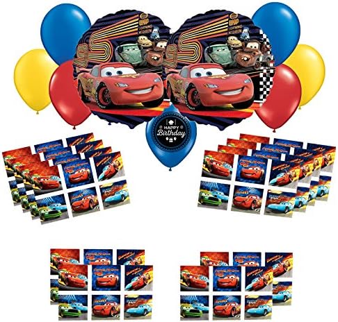 Disneys World of Cars Stickers and Party Balloons Pack Bundle