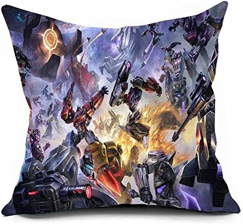 Custom Pure Cotton Battle Of The Transformers Art Pillowcases Modern Decorative Pillows For Sofa 18x18 (One Side)