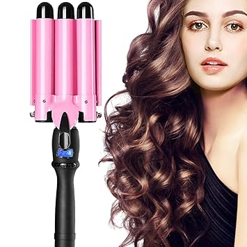 3 Barrel Curling Iron Wand With Lcd Temp Display Hair Curling Iron Hot Tools 1 In Ceramic Tourmaline