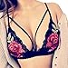 Sumen Women Girl Full Cup Lace Floral Bralette Bustier Strappy Bra (M, Black)