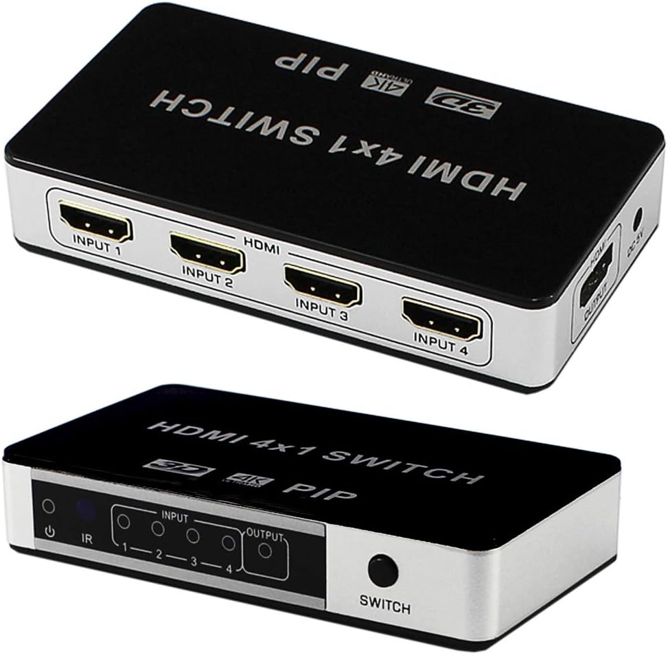 HDMI Switch 4x1 4K@30Hz 4 in 1 Out HDMI Picture in picture 4 port hdmi Switcher Selector Full HD 1080P With Remote Control