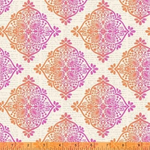 Quilting Fabric - Mariposa Pink and Orange Pattern - Windham Fabrics - Per Yard
