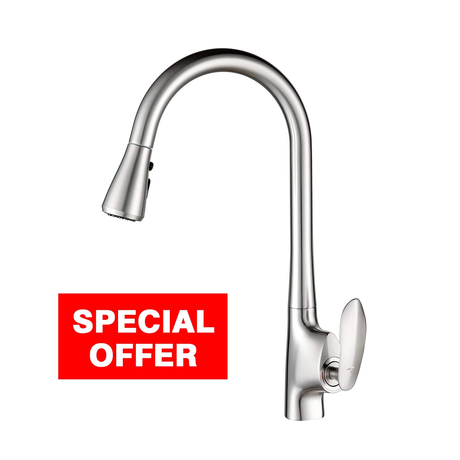 Treonyia Kitchen Faucet With Pull Out Sprayer Stainless Brushed
