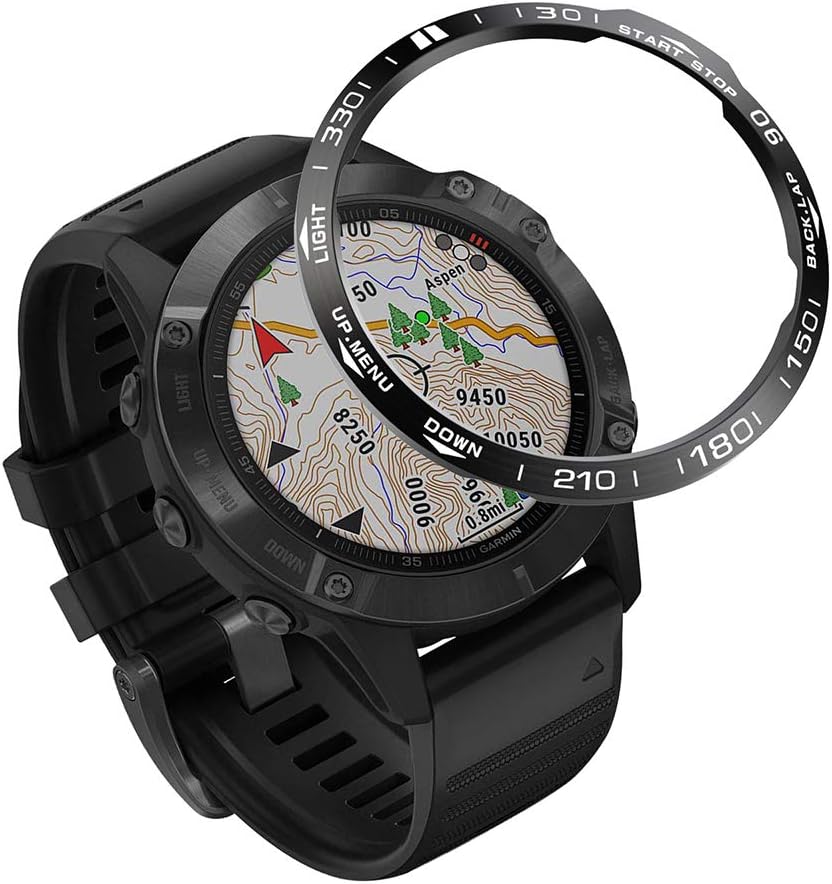 XIHAMA Bezel Ring Compatible for Garmin Fenix 6/6 Pro Smart Watch, Stainless Steel Bezel Styling Circle Adhesive Protection Anti Scratch (A01)