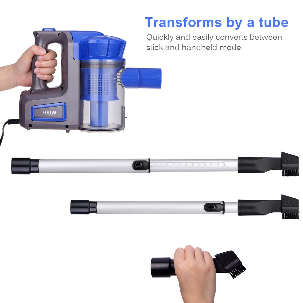 Kranich aspiradora ciclonico de Mano para hogar Aspirador Escoba sin Bolsa 2 en 1 Potente
