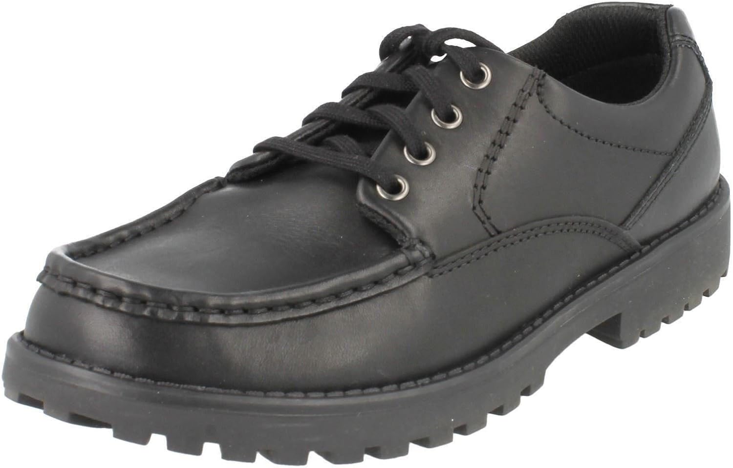 Clarks Boys School Utility Boy Bl Leather Shoes In Black Standard Fit