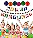 Artistrend Happy Birthday Banner Decorations Set with Colorful Pom Pom Balls & Garland