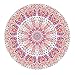 LEEVAN Round Rug 3ft Modern Flannel Microfiber Non-Slip Washable Small Circular Area Rug Study Soft Yoga Carpet Living Room Bedroom Floor Mat,Pink Mandala