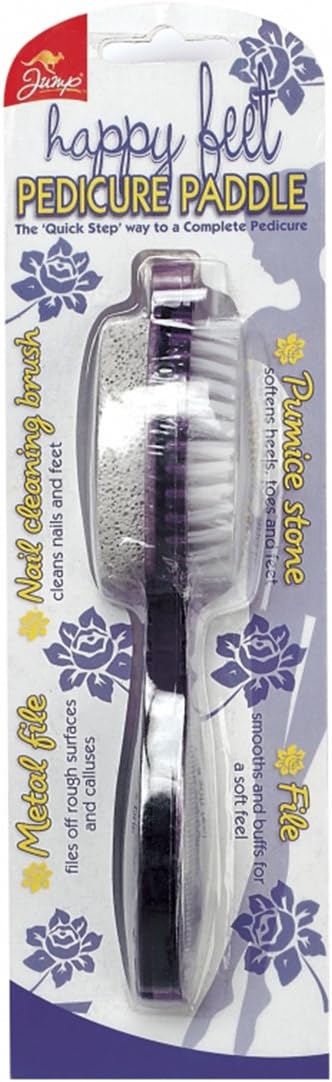 Happy Feet Pedicure Paddle - with files, nail cleaning brush and pumice stone