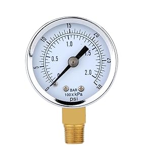 NF&E Mini Dial Pressure Gauge Manometer for Water Air Oil Black 0-30psi 0-2bar