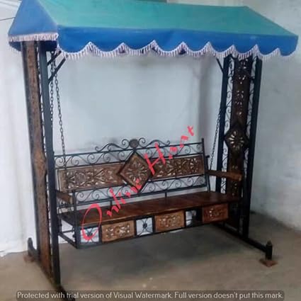 Online Haat Wooden n Wrought Iron Garden and Balcony dismental Swing Garden/Jhula/Hammocks for Home Outdoor Garden Balcony (Portable)