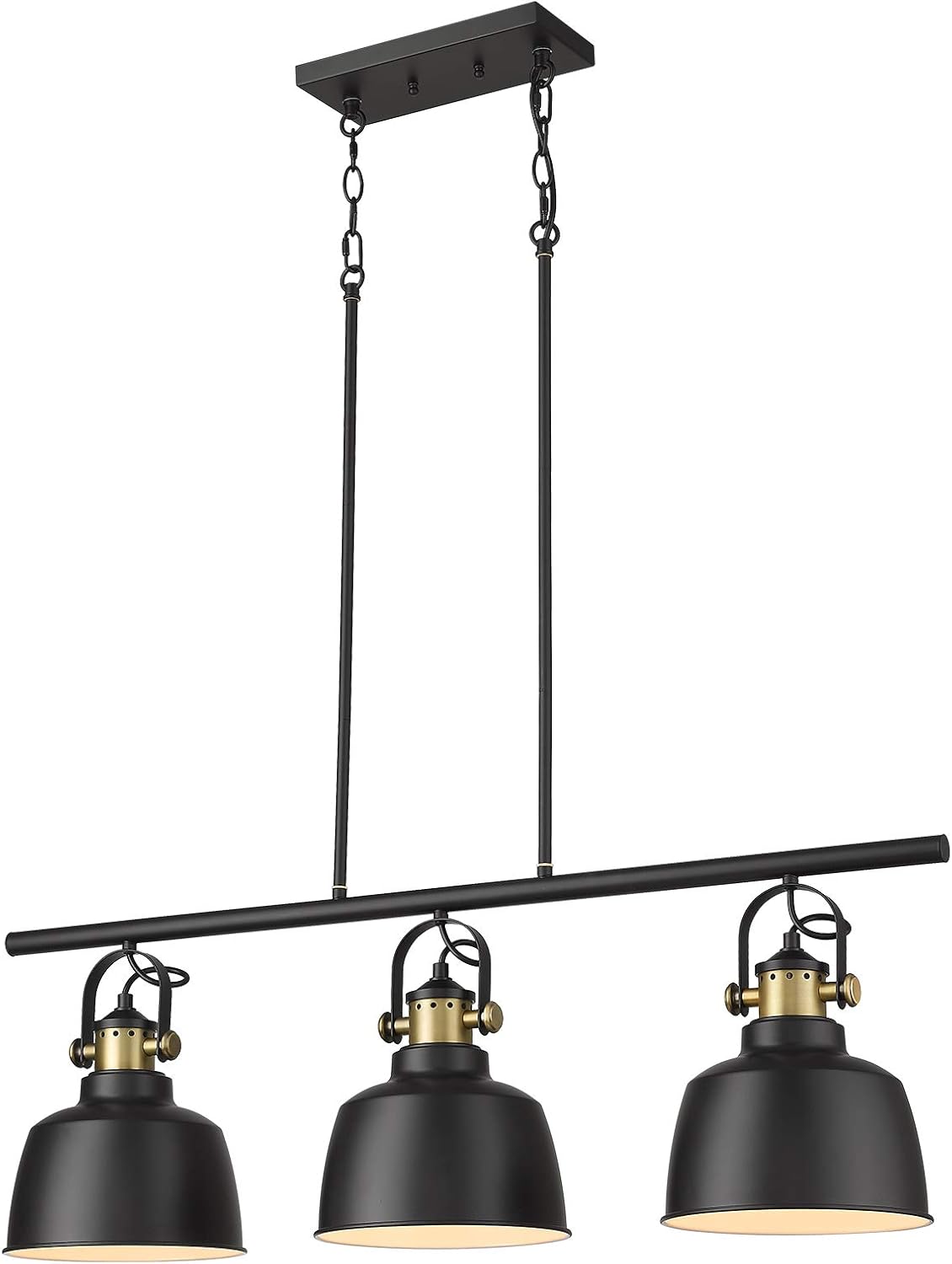 Autelo 3-Light Pendant Light, Industrial Kitchen Island Lighting Fixture with Black Metal Shade for Dining Room Kitchen H3700-3 BK - - 