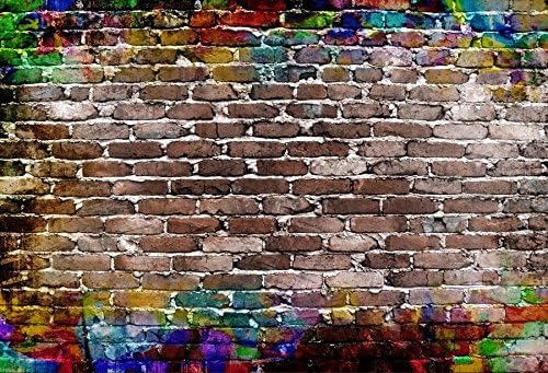 Aofoto 7 X 5ftグランジグラフィティレンガ壁写真背景ヴィンテージcoloredテクスチャ背景パーティー装飾パンク音楽rock Vocalコンサートトレンディなヒップホップスタイリッシュなportrait Photo Studio Props壁紙