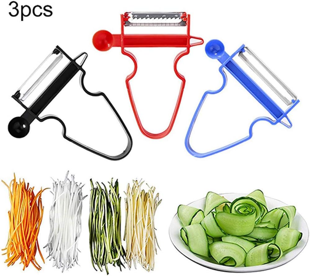 Henjin Portable Spiralizer Vegetable Slicer Handheld Spiralizer Peeler Stainless Steel Spiral Slicer for Potatoes Zucchini Spaghetti,3PCS