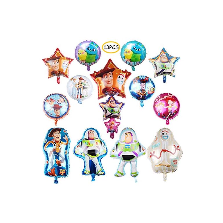 13Pcs Toy Story Balloons, Woody and Buzz Lightyear Birthday Party Supplies for Kids Baby Shower