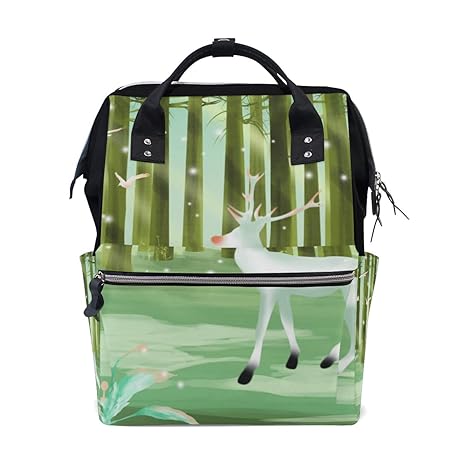 Rucksack mit Hirsch-Motiv, Grün und Wald, für Mutter und Damen, für