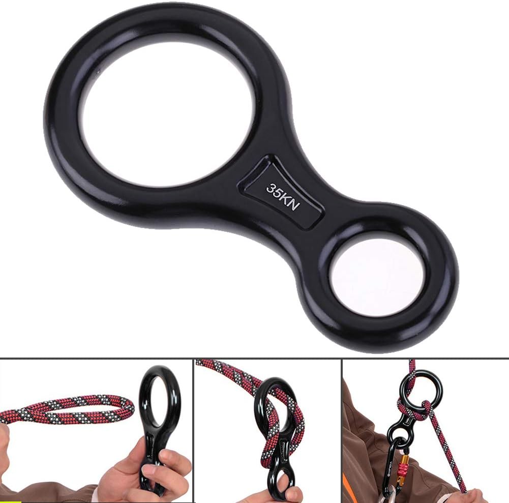 AOKWIT Rescue Figure 8 Descender Climbing Gear Downhill Equipment 35KN/3500kg 7075 Aluminum Alloy Rigging Plate for Climbing Belaying and Rappeling Device (Black) : Sports & Outdoors