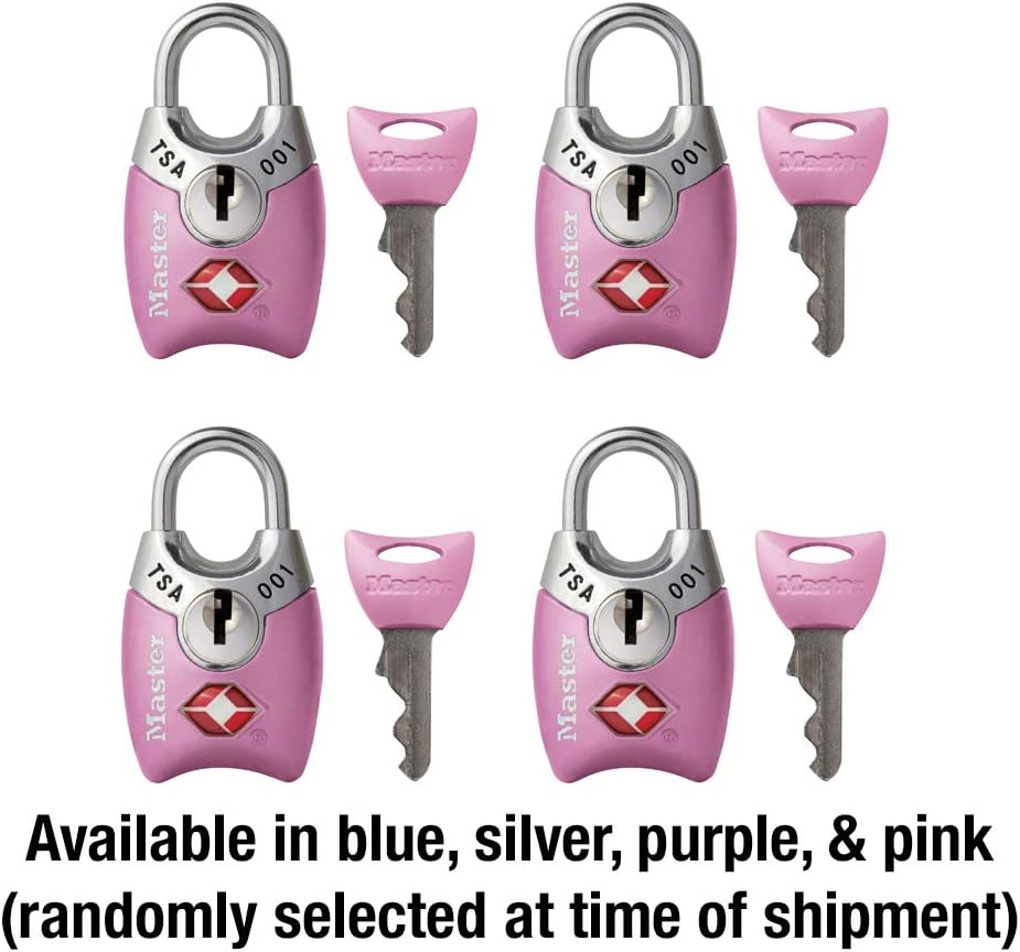 Master Lock 4689Q TSA Approved Luggage Lock, 4 Pack, Assorted Colors - - 