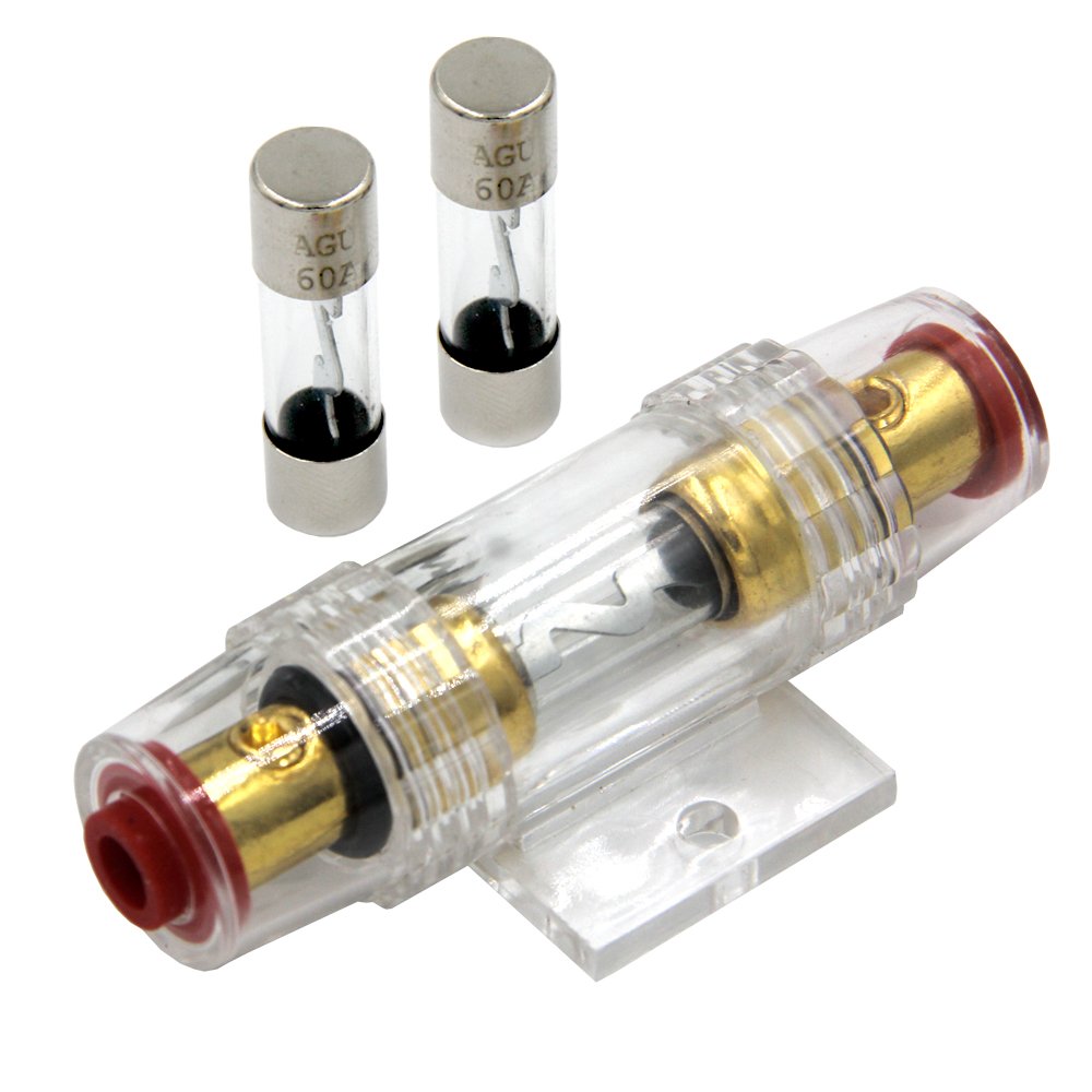 ZOOKOTOZOOKOTO Audio 60 Amp Inline AGU Fuse Holder, Fuse Block 60A Fits 4/8/10 Gauge Wire for Car Alarm Fitters, Audio Installers, Auto Electricians and DIY use