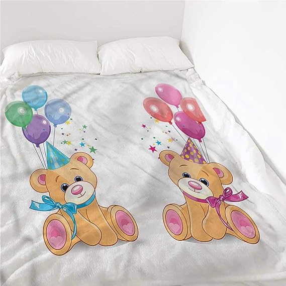 Lightweight Blanket Children, Teddy Bears Party Balloons Lightweight