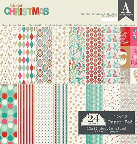 Authentique Colorful Christmas 12x12 Paper Pad