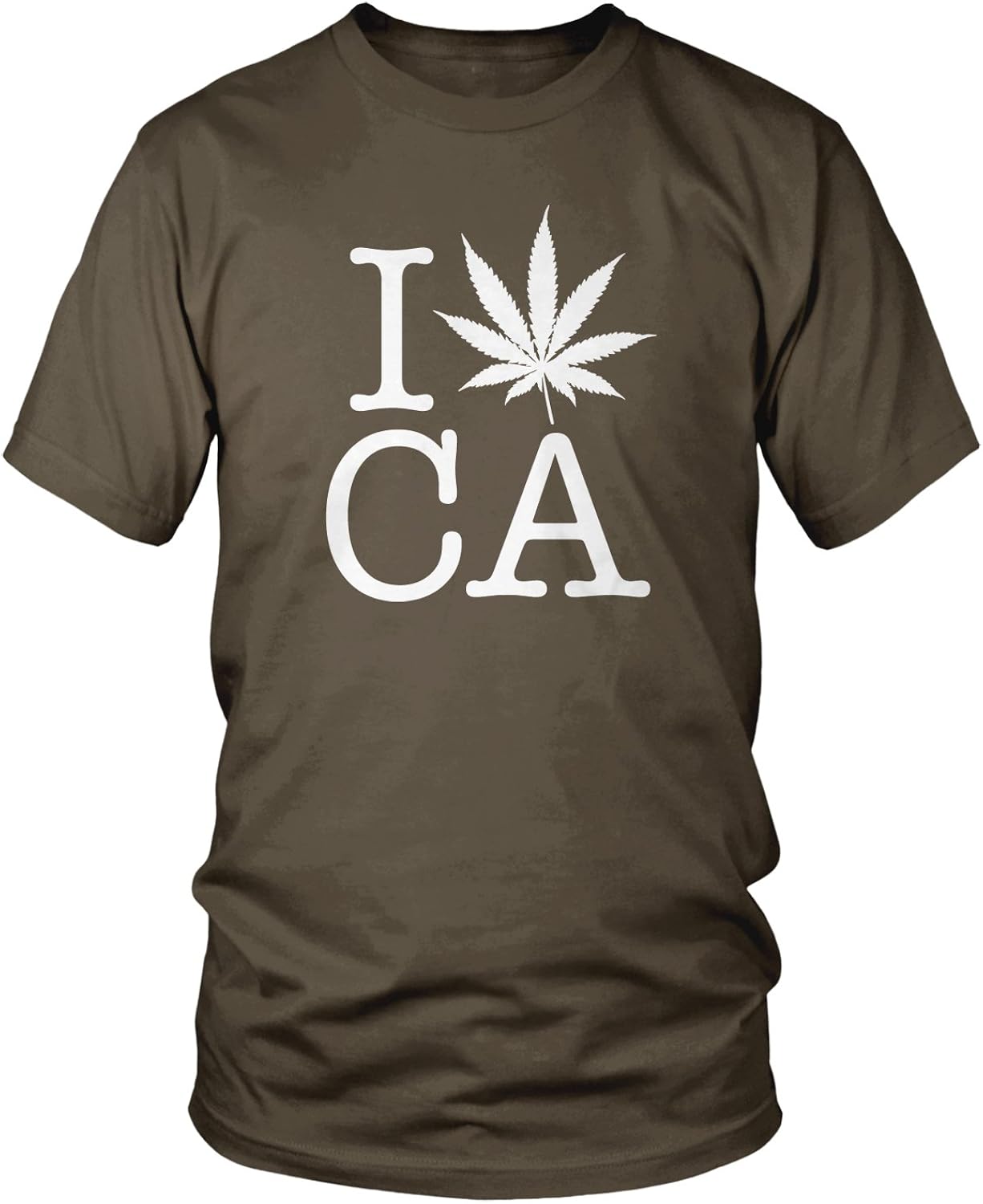 Amdesco Men's I Love CA, Pot Leaf Cali Weed T-Shirt