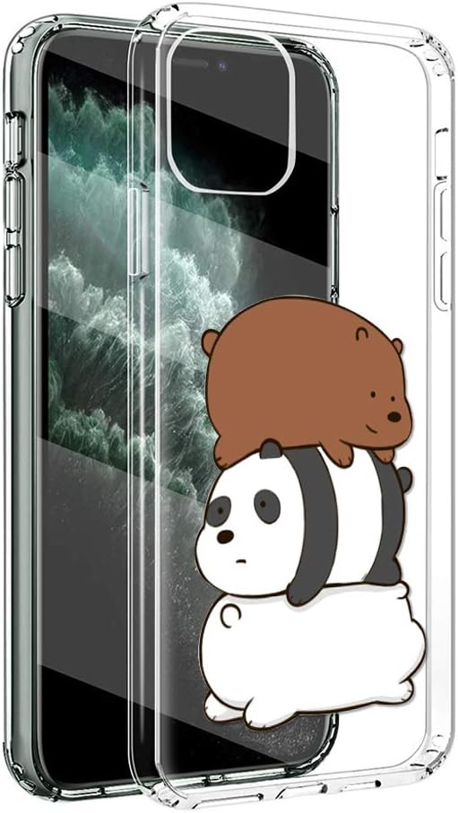 Zhuofan Plus iPhone 11 Pro Max Case, Crystal Clear Silicone Soft Transparent Tpu Gel with Design Print Pattern Anti Scratch Shockproof Protective Bumper Back Cover for Apple iPhone 11 Pro Max, Bear 3