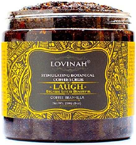 100% Natural Arabica Coffee Scrub 8 oz. with Organic Coffee, Vanilla Bean, Coconut Oil and Shea Butter - Best use for Acne, Anti Cellulite, Stretch Mark, Spider Vein Therapy for Varicose Veins, Eczema and other skin problems