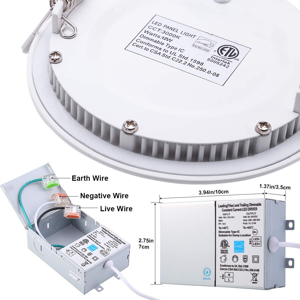 ALOVECO 12W 6" Ultra-Thin LED Recessed Ceiling Light with ...